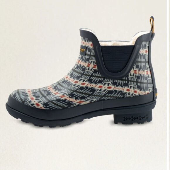 NEW PENDLETON Harding Faux Fur Chelsea women Rain Boots in navy 725 3j7 - Picture 3 of 6